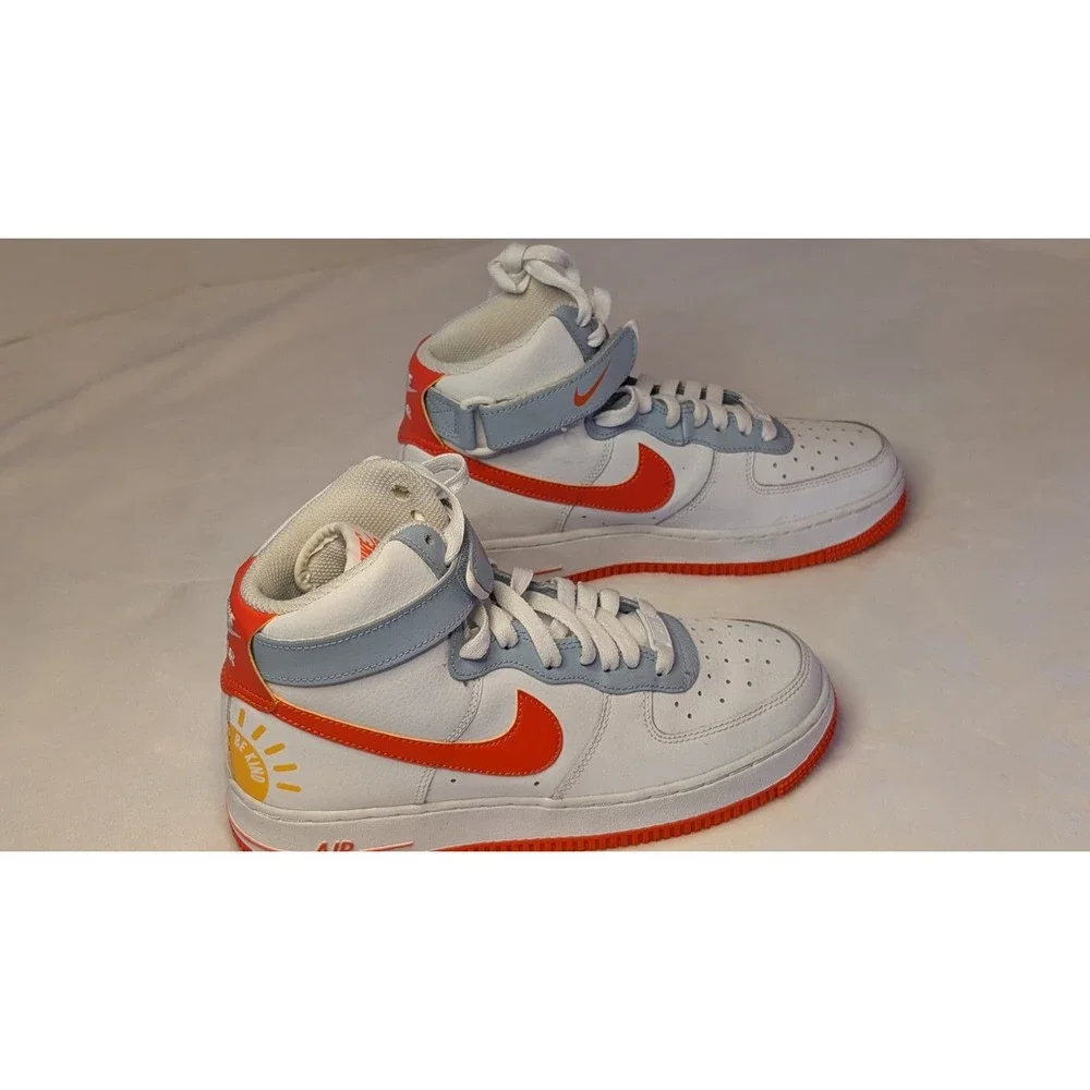 Nike AF-1 High (GS) 'Be Kind' Youth Sz 6.5 Hi-Top Sneakers Wht/Org #DC2198-100